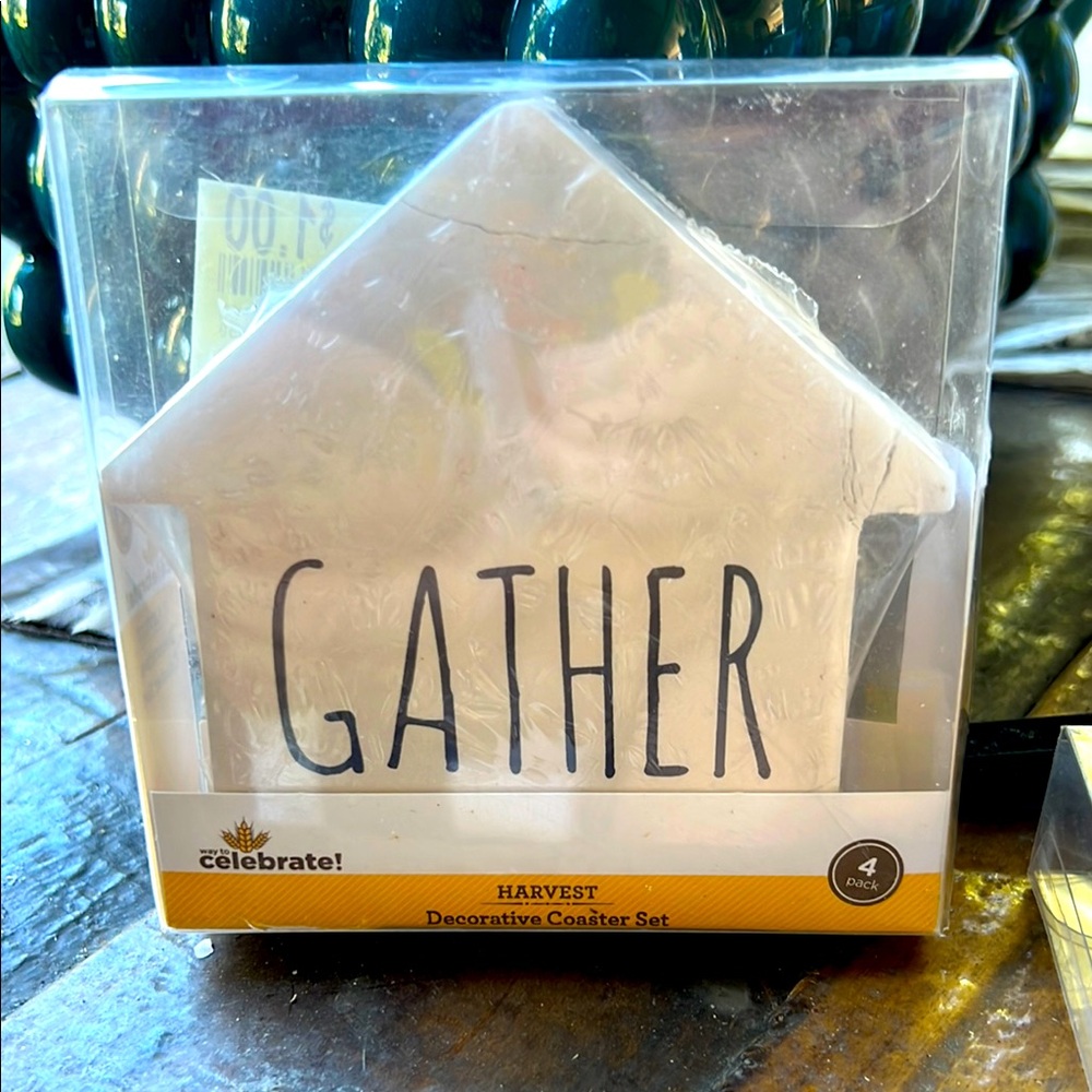 Celebrate It White Gather Coaster Set
